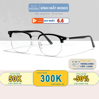 Gọng Kính Cận Nam Nữ Mắt Tròn MONIO 21082 Chất Liệu Kim Loại Chống Ánh Sáng Xanh Tia UV