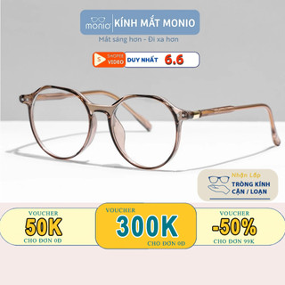 Gọng kính cận nam nữ MONIO mắt tròn chất liệu nhựa dẻo siêu bền màu sắc thời trang TR7115
