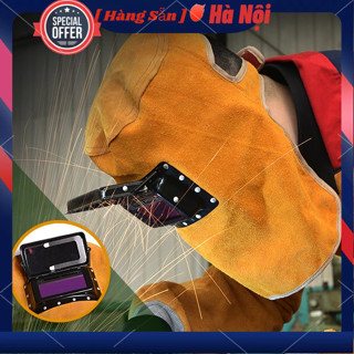 [Hàng Sẵn] Mặt nạ hàn 1 Mũ Bảo Hộ Bằng Da Thoáng Khí Có Kính Bảo Hộ Khi Hàn, Mặt nạ bảo vệ mũ hiểm hàn thoáng khí Coini