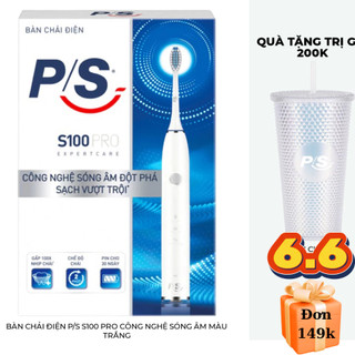 [TẶNG LY KIM CƯƠNG]Bàn Chải Điện P/S S100 PRO - Công Nghệ Sóng Âm, Chải Sạch Mảng Bám Tới 10X