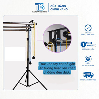  Bộ Khung Treo Phông Nền Studio Kéo Xích Thủ Công  Trục Cuốn Phông Di Động Cố Định  