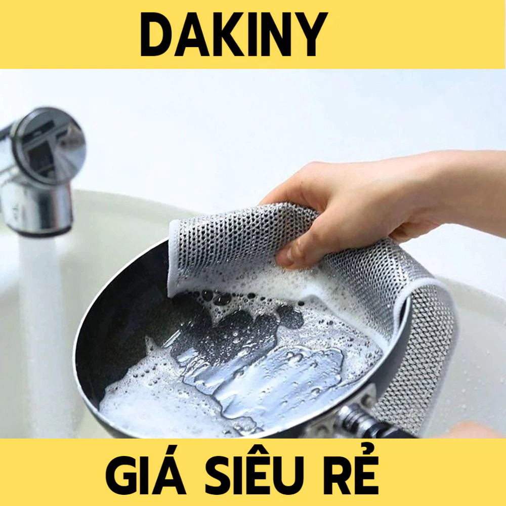Giẻ Rửa Bát, Rẻ Lau Bếp, Xoong Nồi Bằng Sợi Lưới Kim Loại Dễ Dàng Cọ Sạch Vết Bẩn Tấm Cọ Rửa Đa Năng Không Mài Mòn DAKIN