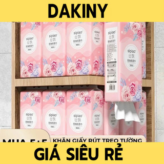 Thùng 10 bịch giấy rút treo tường sipiao hoa hồng 10.000 tờ, giấy lau đa năng 4 lớp chính hãng dakiny