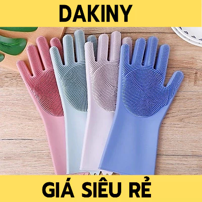 1 Đôi Găng Tay Rửa Chén Bát Silicon Vệ Sinh Nhà Cửa 2in1 DAKINY