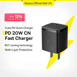 Củ Sạc Baseus PD 20W USB C Sạc Nhanh Type C Mini Bộ Sạc Qc3.0 Cho iP 15 14 13 12 11  Điện Thoại