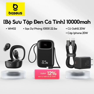  Đồng Màu Baseus Sạc dự phòng 10000mah Tai Nghe WM02 củ sạc PD 20W kèm Cáp 100W Combo 10000mah 100W