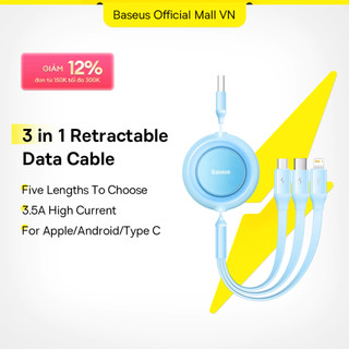 Cáp Sạc Baseus 3.5A 3 Trong 1 Đầu Micro USB Type C Hỗ Trợ Có Thể Thu Lại Tiện Dụng cho iP Xiaomi Samsung