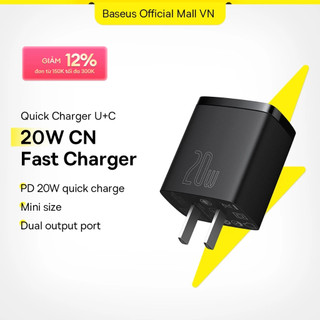 Củ Sạc Nhanh PD 20w 2 Cổng Chính Hãng Baseus QC3.0 Cục Type-C Và USB Cho iP 13 12 11 XS X XR Xiaomi
