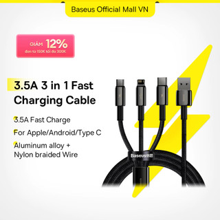 Dây cáp USB Baseus 3 trong 1 Micro USB Type C sạc nhanh và truyền dữ liệu cho i14 13 Samsung Xiaomi Huawei