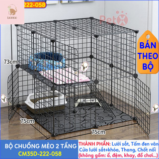 Chuồng mèo 3 tầng, 2 tầng giá rẻ đẹp lắp ghép đa năng đơn giản với lưới sắt sơn tĩnh điện nuôi thú cưng, thỏ, bọ ú