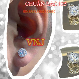 Bông tai nụ vuông Bạc 925 cho nam nữ VNJ (Hoa tai - Khuyên tai nụ bạc cho nam nữ) - V96