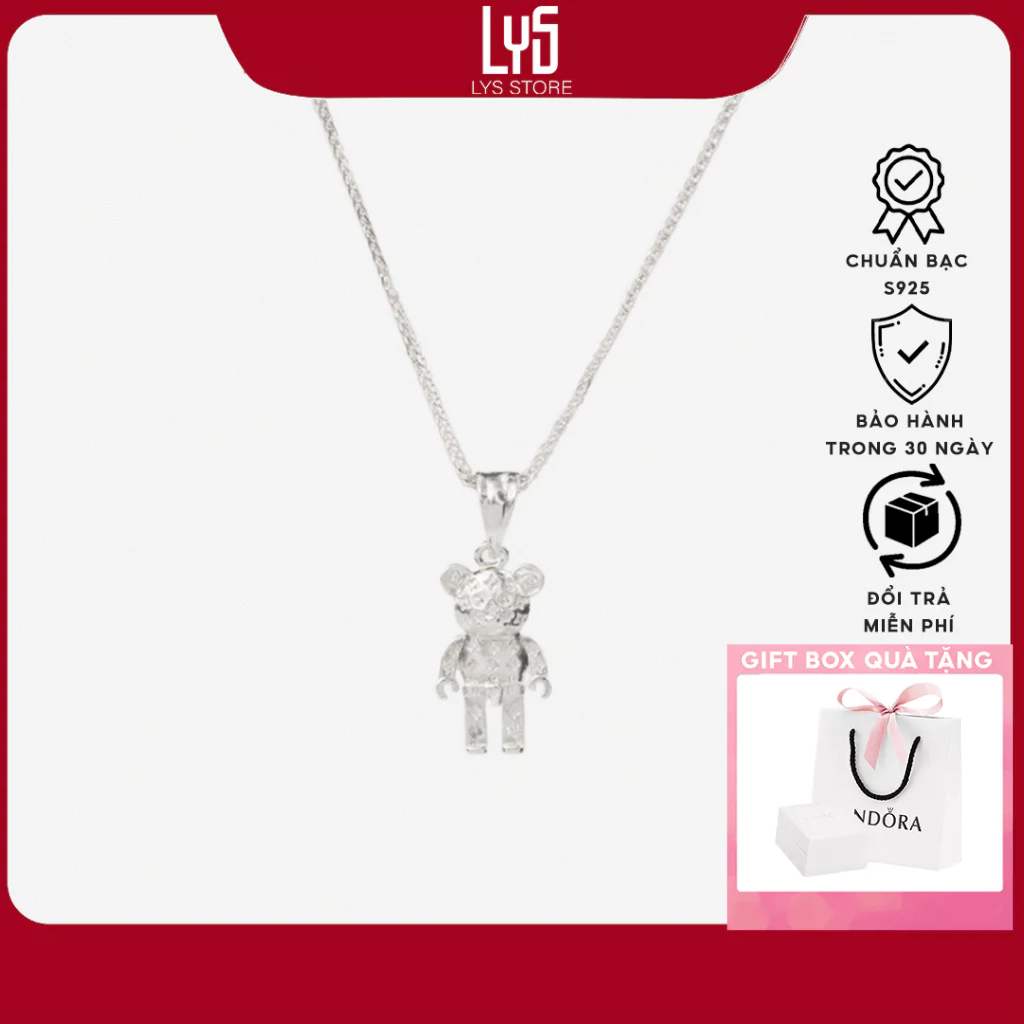 Dây chuyền bạc nữ Lys Bearbrick Fullbox hộp PAN đầy đủ phụ kiện PAN - 6172