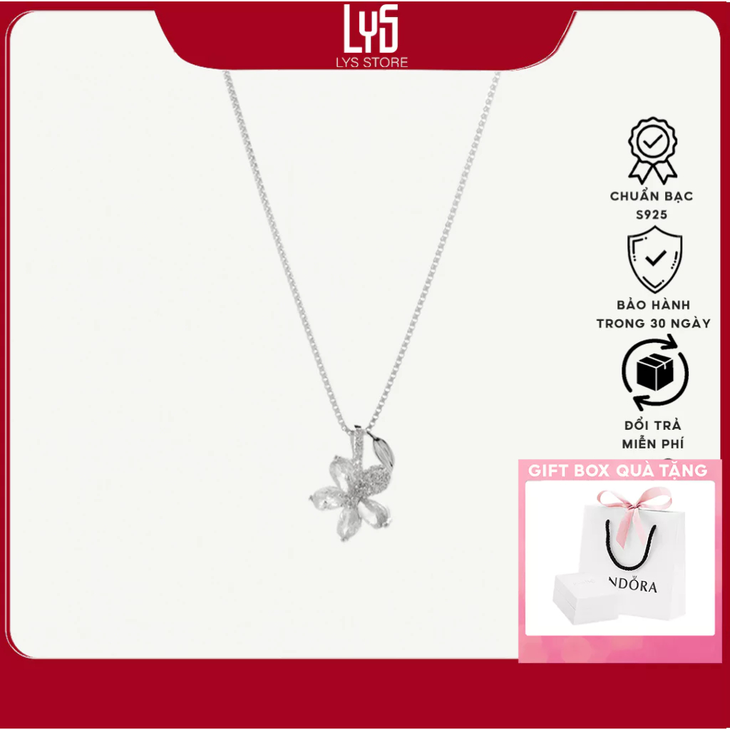 Dây chuyền bạc nữ Lys Sparking Champa Flower 6143SV