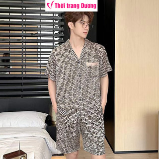 60-100kg-Tổng hợp mẫu Có Túi Quần- Bộ pijama nam mặc nhà Ngắntay Quần ngắn vải lụa mềm mại,thoáng mát - Thời Trang Dương