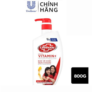 Sữa Tắm Lifebuoy Sạch Khuẩn Bảo Vệ Khỏi 99.9% Vi Khuẩn Chứa Ion Bạc+ Hỗ Trợ Cùng Đề Kháng Da Tự Nhiên Chai 800G