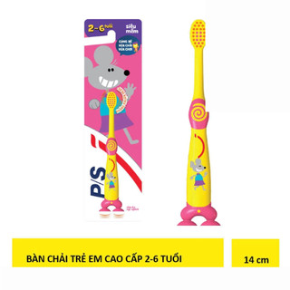 Bàn chải đánh răng P/S cho bé 2-6 tuổi Siêu Mềm, Chống Trơn, Chân Hút(Giao màu ngẫu nhiên)