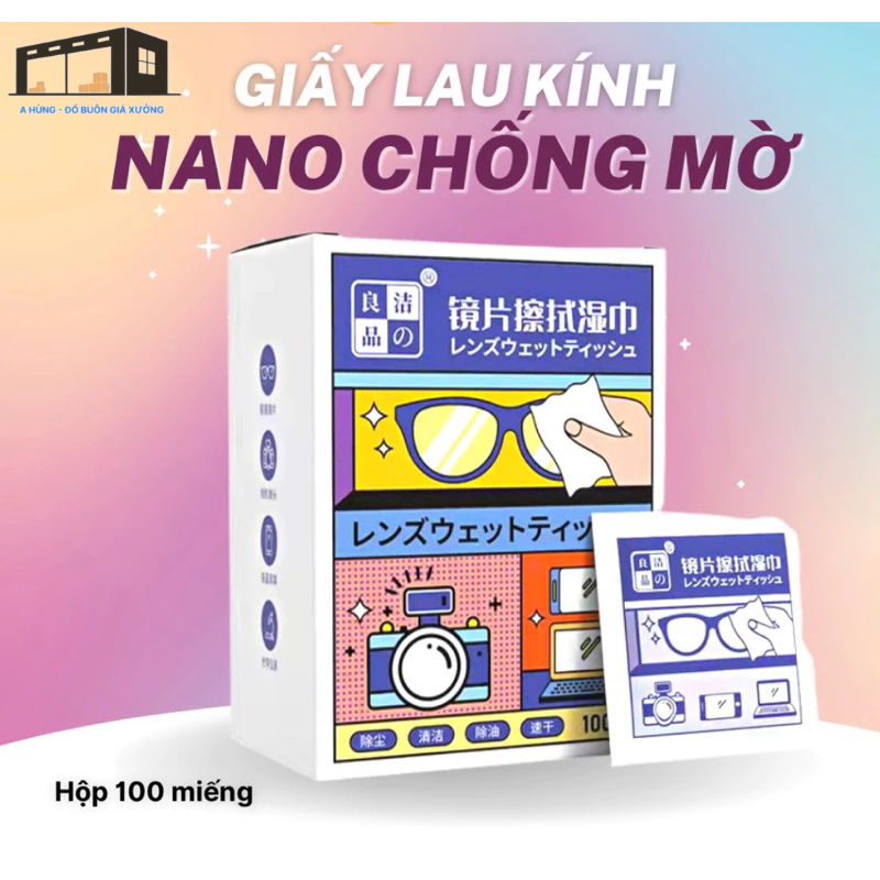Hộp 100 khăn lau kính Jiezhiliangpin, Giấy lau kính chống mờ sương, mồ hôi, chống nhờn