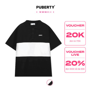 Polo unisex oversize local brand puberty stripe polo / blackxwhite