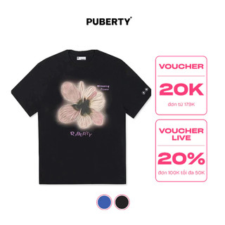 Áo thun unisex oversize local brand puberty blooming flower tee / ocean blue