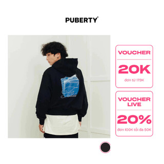 Hoodie boxy unisex oversize local brand puberty privacy folder hoodie / đen