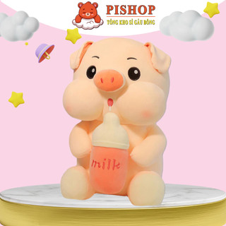 Gấu bông heo ôm bình sữa lợn bú bình hàng cao cấp siêu to khổng lồ, Gối Ôm thú bông siêu cute sang Sịn mịn