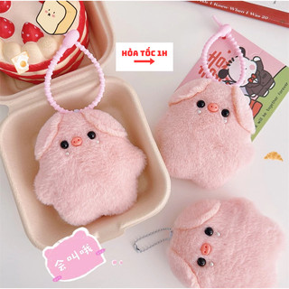 Móc khoá con lợn hồng,móc khoá heo hồng lông mịn dễ thương