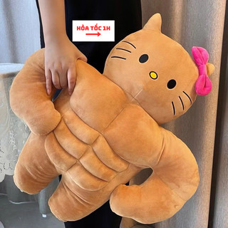 Mèo kitty sáu múi nhồi bông lực sĩ 45cm bông mềm đáng yêu