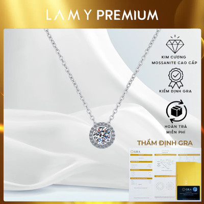 Dây chuyền nữ LAMY kim cương Moissanite 5 Ly Eternal Halo - Kiểm định GRA DN004