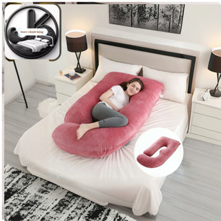 Gối ôm chữ U cho mẹ bầu giảm đau lưng mệt mỏi tạo cảm giác thoải mái vải nhung 3D massage