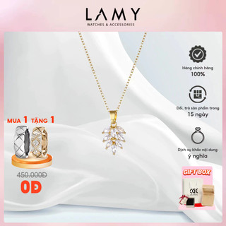 Dây chuyền bạc nữ cde crystal leaf clavicle necklace gold cde6383gg