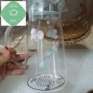 Bình thủy tinh đựng nước chịu nhiệt đựng được nước sôi ( hoa văn ngẫu nhiên )