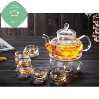 Bộ ấm chén thủy tinh pha trà