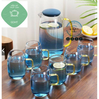 BỘ BÌNH 6 CỐC THỦY TINH XANH HÀNG CAO CẤP- BÌNH CỐC THUỶ TINH