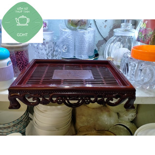 Khay Ấm Chén Nhựa Giả Gỗ, Khay Trà Vân Gỗ Loại 1 - Được Chọn Mẫu