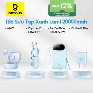 Đồng màu baseus sạc dự phòng 20000mah tai nghe wm02 củ sạc pd 20w kèm cáp 100w combo 20000mah