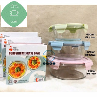BỘ 3 HỘP THỦY TINH ĐỰNG CƠM, THỰC PHẨM - 3 BÁT THỦY TINH TRÒN (320+620+950) (chưa kiot)