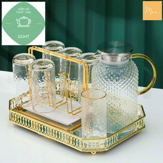 BỘ BÌNH ĐỰNG NƯỚC  KÈM 6 LY THỦY TINH DÁNG CAO