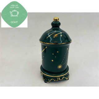 Lọ tăm, hũ đựng tăm bằng sứ cao cấp--Lọ đựng tăm sứ xanh trắng lục bảo cao cấp