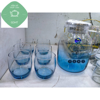 6 cốc thủy tinh chịu nhiệt màu xanh
