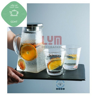 Bộ 6 cốc thủy tinh trắng uống nước, trà cà phê vân nhám hàng đẹp