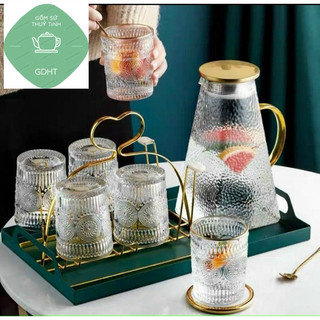 Bộ bình 6 cốc-ly thủy tinh luxury crystal diamond cao cấp