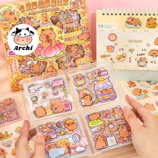 Hộp 100 tấm sticker cute trang trí dán tập vở, bình nước, bút nước