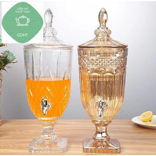 Bình thủy tinh đựng nước có vòi vặn inox đa năng dung tích 3l màu trắng
