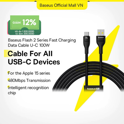 100W Cáp Sạc Baseus Flash Series 2 Tất Cả Sạc Nhanh USB sang Type-C Tương Thích