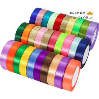 (1 Cuộn) Ruy Băng Lụa màu trơn bản 2Cm ~25m, ruy băng trang trí