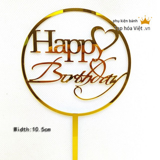 [Cỡ To] Túi 10 Mica Tim Mới HBD trang trí bánh sinh nhật, Mica trang trí bánh kem