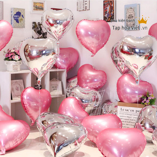 Bóng Trái Tim tráng nhôm to đại 45Cm Valentine, bóng bay kính 18inch
