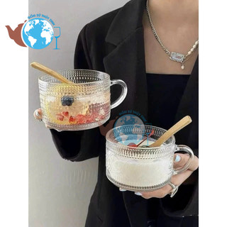 Combo 2 cốc thủy tinh 400ml hoạ tiết mặt trời , 2 ly thủy tinh cocktail có quai