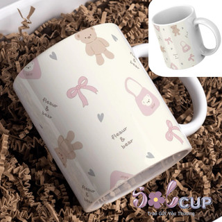 Cốc Sứ In Hình Đáng Yêu Thỏ Bunny, Baby Bear (In Hình Theo Yêu Cầu)  - Cốc Uống Nước Có Quai Dung Tích 400ml