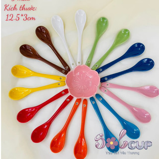 Thìa Sứ, Thìa Cafe Nhiều Màu Sắc Tùy Chọn Kích Thước 12.5 x 3cm